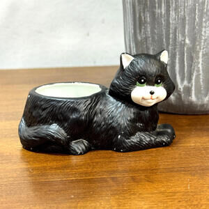 Vintage House Of Lloyd Black Cat Kitty Feline Votive Candle Holder or Planter